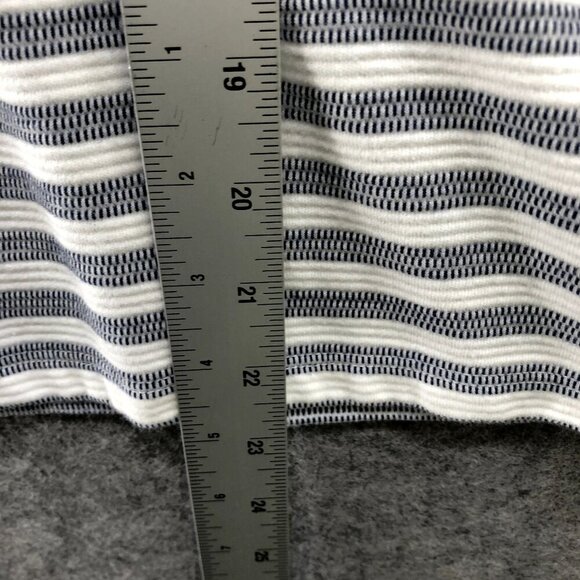 Talbots Textured Knit Top Womens XS Balloon Sleeve White Blue Striped Nautical - Picture 8 of 9